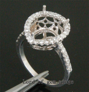 Diamond Engagement Semi Mount Ring 14K White Gold Setting Pear 10x12mm - Lord of Gem Rings