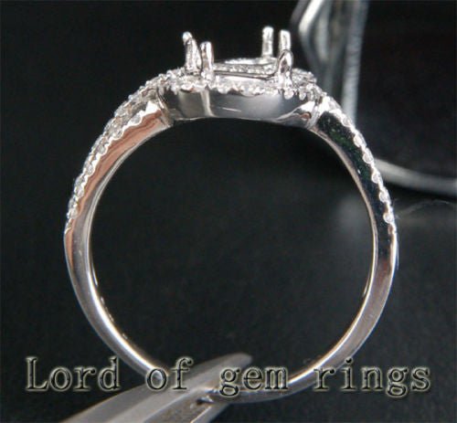 Diamond Engagement Semi Mount Ring 14K White Gold Setting Pear 3x6mm - Lord of Gem Rings