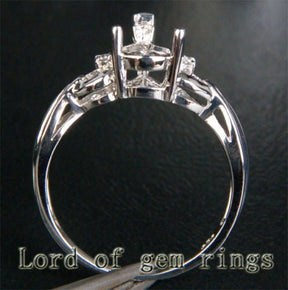 Diamond Engagement Semi Mount Ring 14K White Gold Setting Pear 6x8mm - Lord of Gem Rings