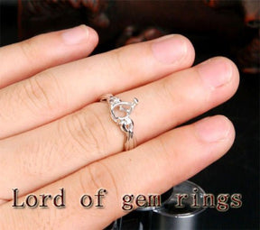 Diamond Engagement Semi Mount Ring 14K White Gold Setting Pear 6x8mm - Lord of Gem Rings
