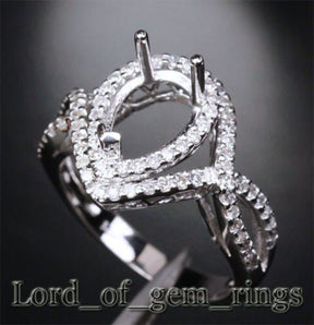 Diamond Engagement Semi Mount Ring 14K White Gold Setting Pear 7x11mm - Lord of Gem Rings