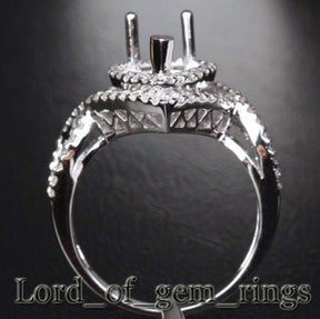 Diamond Engagement Semi Mount Ring 14K White Gold Setting Pear 7x11mm - Lord of Gem Rings