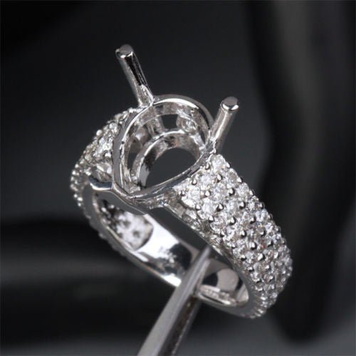 Diamond Engagement Semi Mount Ring 14K White Gold Setting Pear 8.5x12.5mm - Lord of Gem Rings