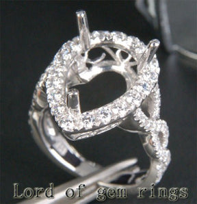 Diamond Engagement Semi Mount Ring 14K White Gold Setting Pear 9x13mm - Lord of Gem Rings