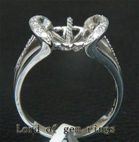 Diamond Engagement Semi Mount Ring 14K White Gold Setting Pearl Round 10-11mm - Lord of Gem Rings