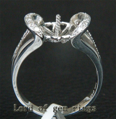Diamond Engagement Semi Mount Ring 14K White Gold Setting Pearl Round 10-11mm - Lord of Gem Rings