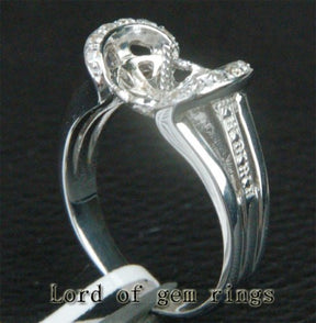 Diamond Engagement Semi Mount Ring 14K White Gold Setting Pearl Round 10-11mm - Lord of Gem Rings
