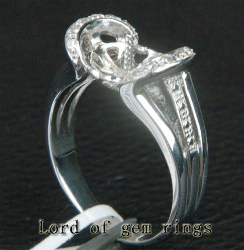Diamond Engagement Semi Mount Ring 14K White Gold Setting Pearl Round 10-11mm - Lord of Gem Rings