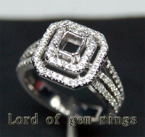 Diamond Engagement Semi Mount Ring 14K White Gold Setting Princess 4.5mm - Lord of Gem Rings