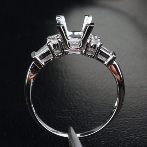 Diamond Engagement Semi Mount Ring 14K White Gold Setting Princess 5-5.5mm - Lord of Gem Rings