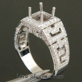 Diamond Engagement Semi Mount Ring 14K White Gold Setting Princess 5.25mm - Lord of Gem Rings