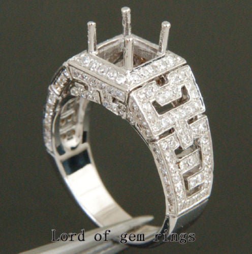 Diamond Engagement Semi Mount Ring 14K White Gold Setting Princess 5.25mm