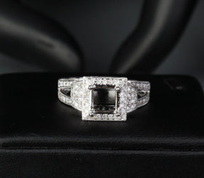 Diamond Engagement Semi Mount Ring 14K White Gold Setting Princess 5.5-6.5mm - Lord of Gem Rings