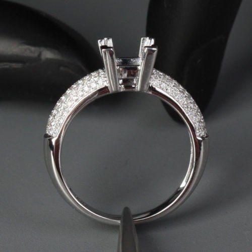 Diamond Engagement Semi Mount Ring 14K White Gold Setting Princess 5mm - Lord of Gem Rings