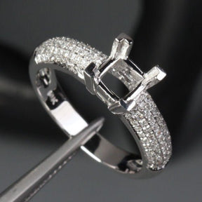 Diamond Engagement Semi Mount Ring 14K White Gold Setting Princess 5mm - Lord of Gem Rings