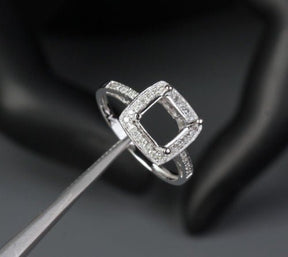Diamond Engagement Semi Mount Ring 14K White Gold Setting Princess 6-6.5mm - Lord of Gem Rings