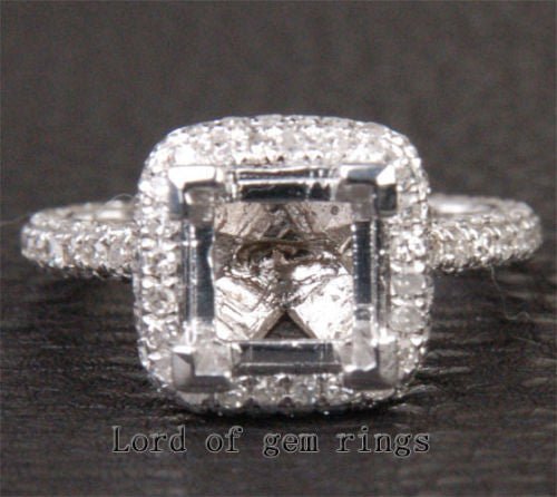 Diamond Engagement Semi Mount Ring 14K White Gold Setting Princess 6.5mm