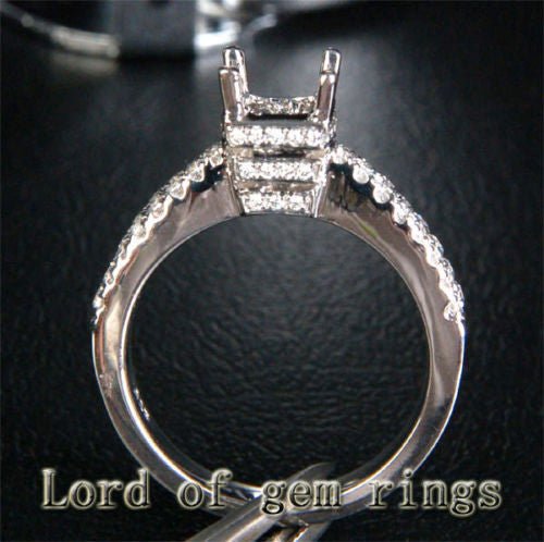 Diamond Engagement Semi Mount Ring 14K White Gold Setting Princess 6mm - Lord of Gem Rings