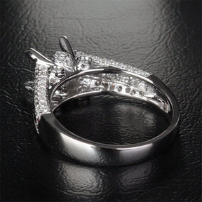 Diamond Engagement Semi Mount Ring 14K White Gold Setting Princess 6mm - Lord of Gem Rings