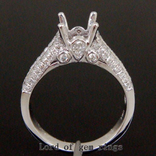 Diamond Engagement Semi Mount Ring 14K White Gold Setting Princess 6mm