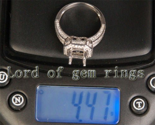 Diamond Engagement Semi Mount Ring 14K White Gold Setting Princess 6x6mm - Lord of Gem Rings