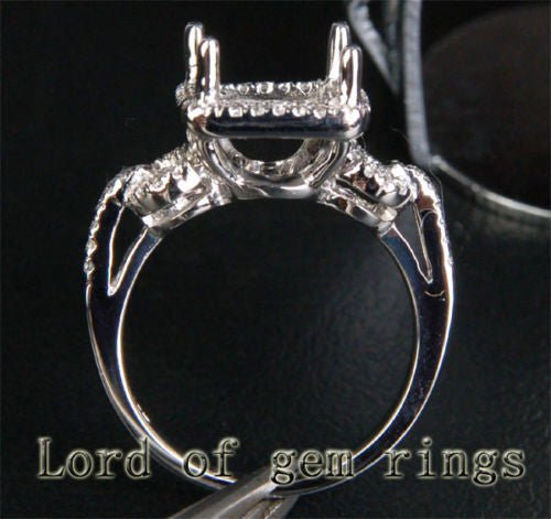 Diamond Engagement Semi Mount Ring 14K White Gold Setting Princess 7.5-8mm - Lord of Gem Rings