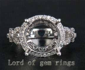 Diamond Engagement Semi Mount Ring 14K White Gold Setting Round 11mm - Lord of Gem Rings
