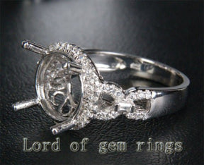 Diamond Engagement Semi Mount Ring 14K White Gold Setting Round 11mm - Lord of Gem Rings
