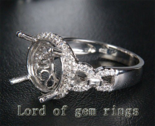 Diamond Engagement Semi Mount Ring 14K White Gold Setting Round 11mm - Lord of Gem Rings