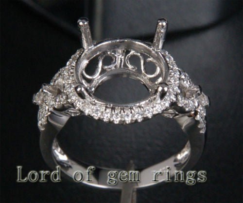 Diamond Engagement Semi Mount Ring 14K White Gold Setting Round 11mm - Lord of Gem Rings