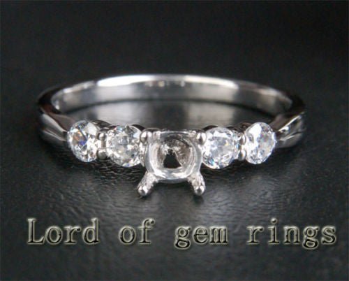 Diamond Engagement Semi Mount Ring 14K White Gold Setting Round 3.5mm