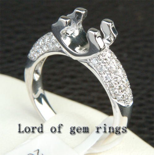 Diamond Engagement Semi Mount Ring 14K White Gold Setting Round 5.5-6mm - Lord of Gem Rings
