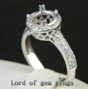 Diamond Engagement Semi Mount Ring 14K White Gold Setting Round 5.5-6mm - Lord of Gem Rings