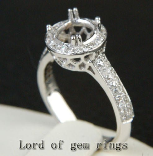 Diamond Engagement Semi Mount Ring 14K White Gold Setting Round 5.5-6mm - Lord of Gem Rings