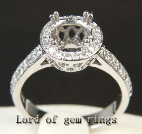 Diamond Engagement Semi Mount Ring 14K White Gold Setting Round 5.5-6mm - Lord of Gem Rings