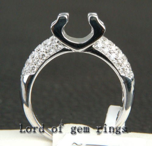 Diamond Engagement Semi Mount Ring 14K White Gold Setting Round 5.5-6mm - Lord of Gem Rings