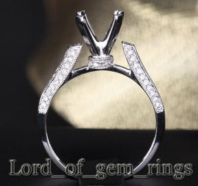 Diamond Engagement Semi Mount Ring 14K White Gold Setting Round 5.5-6mm - Lord of Gem Rings