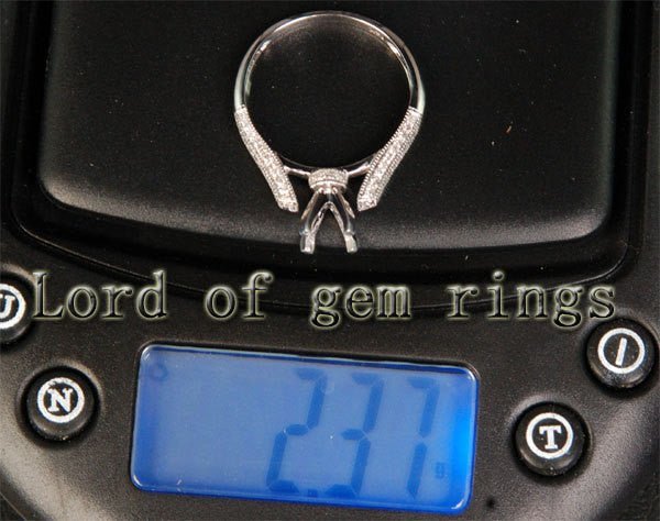 Diamond Engagement Semi Mount Ring 14K White Gold Setting Round 5.5-6mm - Lord of Gem Rings