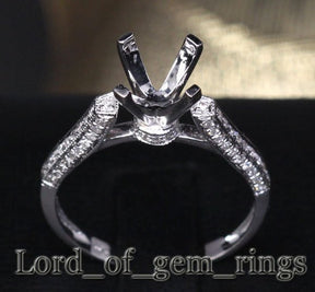 Diamond Engagement Semi Mount Ring 14K White Gold Setting Round 5.5-6mm - Lord of Gem Rings