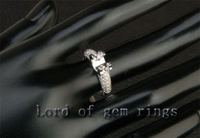 Diamond Engagement Semi Mount Ring 14K White Gold Setting Round 5.5-6mm - Lord of Gem Rings