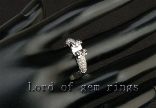 Diamond Engagement Semi Mount Ring 14K White Gold Setting Round 5.5-6mm - Lord of Gem Rings