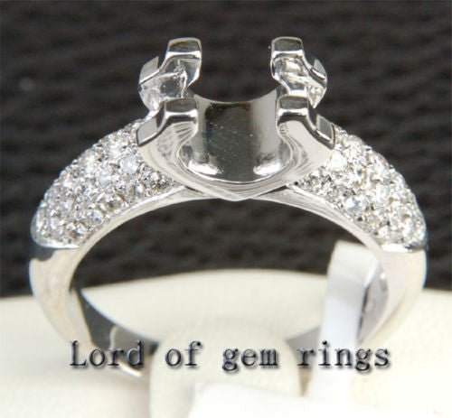 Diamond Engagement Semi Mount Ring 14K White Gold Setting Round 5.5-6mm - Lord of Gem Rings