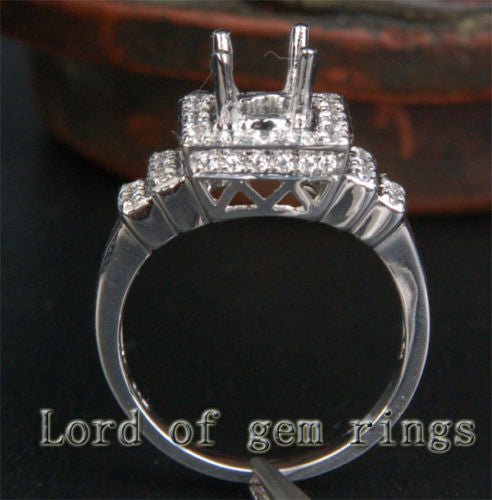 Diamond Engagement Semi Mount Ring 14K White Gold Setting Round 5mm - Lord of Gem Rings