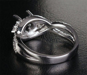 Diamond Engagement Semi Mount Ring 14K White Gold Setting Round 5mm - Lord of Gem Rings