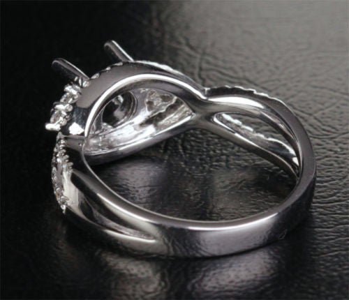 Diamond Engagement Semi Mount Ring 14K White Gold Setting Round 5mm - Lord of Gem Rings