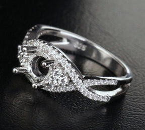 Diamond Engagement Semi Mount Ring 14K White Gold Setting Round 5mm - Lord of Gem Rings