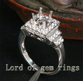 Diamond Engagement Semi Mount Ring 14K White Gold Setting Round 5mm - Lord of Gem Rings
