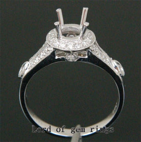 Diamond Engagement Semi Mount Ring 14K White Gold Setting Round 6-6.5mm - Lord of Gem Rings