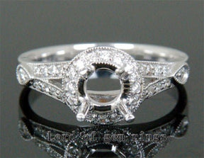 Diamond Engagement Semi Mount Ring 14K White Gold Setting Round 6-6.5mm - Lord of Gem Rings