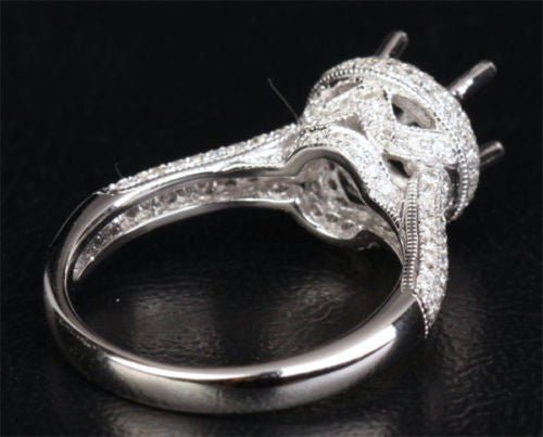 Diamond Engagement Semi Mount Ring 14K White Gold Setting Round 6-6.5mm - Lord of Gem Rings